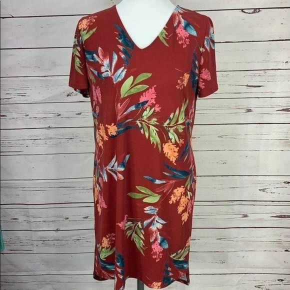 Christian Siriano Women's Tropical Floral Print Hi/Low Short Sleeve Dress Medium - Picture 9 of 9